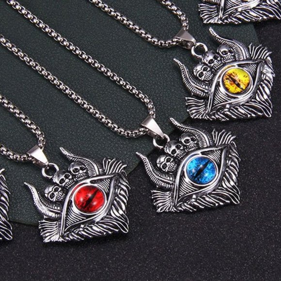 💝Turkish devil skull Eye Unisex Pendant Necklace, BL55590191 - Picture 2 of 4